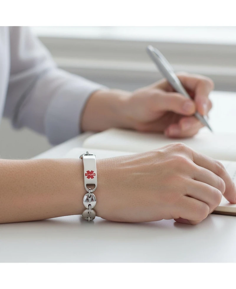 Bling Jewelry Set of 2 Medical Id Tag Bracelet Mariner Chain Stainless Steel 7 Inch