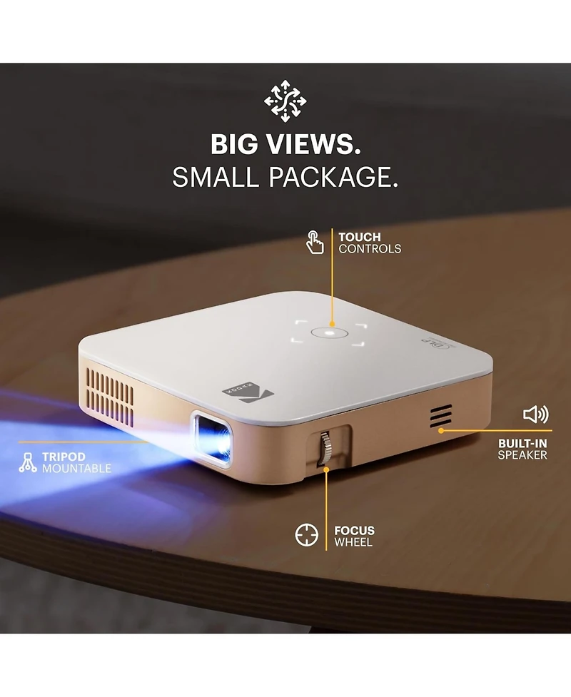 Kodak Luma 350 Smart Projector, Portable Pico Projector with 60" Screen, Case, Tripod & Remote