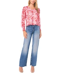 Sam & Jess Petite Button-Front V-Neck Blouse