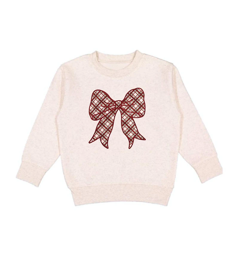 Sweet Wink Toddler Girls Christmas Plaid Bow Patch Sweatshirt