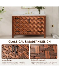 Casainc 48" Fully Assembled Bathroom Vanity with Engineered Stone Top, Solid Wood Frame and Built-in Outlet