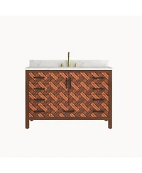 Casainc 48" Fully Assembled Bathroom Vanity with Engineered Stone Top, Solid Wood Frame and Built-in Outlet