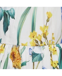 Pre-Owned Dolce & Gabbana Women's White Floral Print Cotton Midi Dress