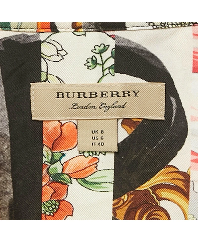 Pre-Owned Burberry Women's Multicolor Printed Button Front Belted Midi Dress