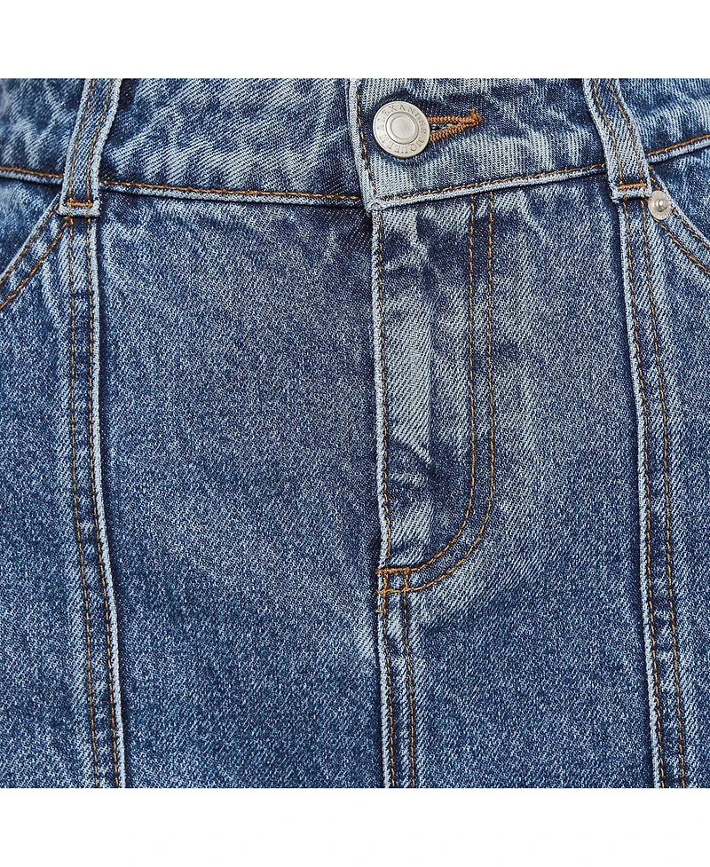 Pre-Owned Alexander Mcqueen Women's Blue Embroidered Denim Mini Skirt