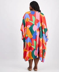 Raviya Plus Printed Open-Front Kimono Cover-Up