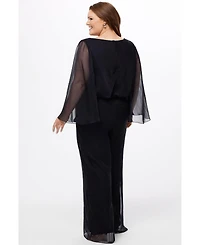 Celebrations by Sydney's Closet Women's Scoop Neck Wide Leg Jumpsuit with Sleeves