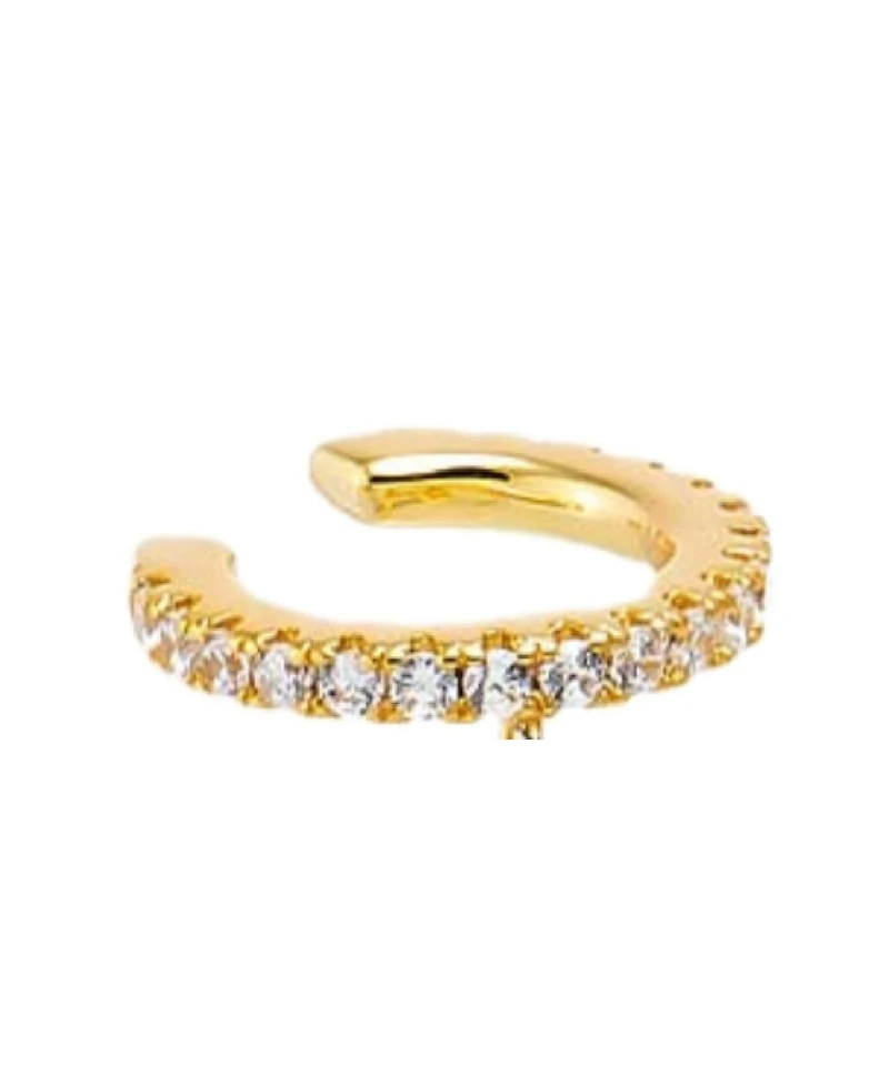 by Adina Eden Cubic Zirconia Gold Plated Tennis Short Drop Cuff Earrings