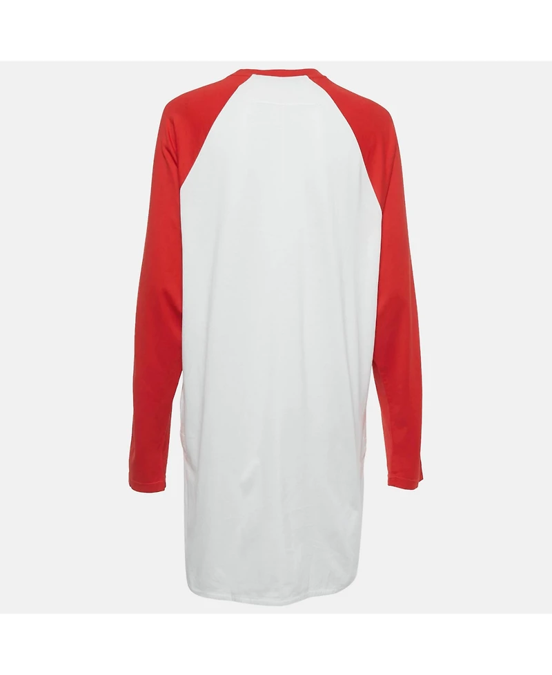 Pre-Owned Givenchy Women's White Printed Cotton Color-Block Raglan Sleeve T-Shirt Dress