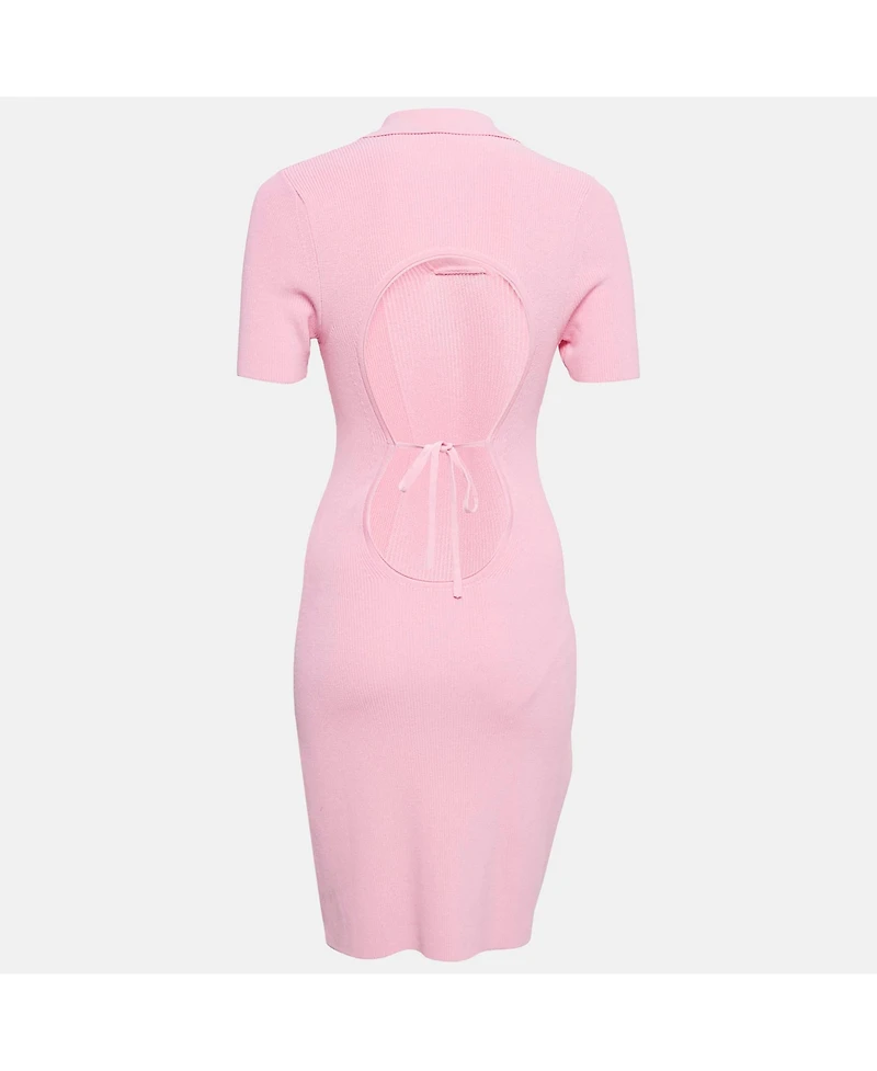 Pre-Owned Jacquemus Women's Pink Rib Knit Back Open Mini Dress