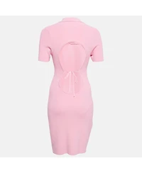 Pre-Owned Jacquemus Women's Pink Rib Knit Back Open Mini Dress