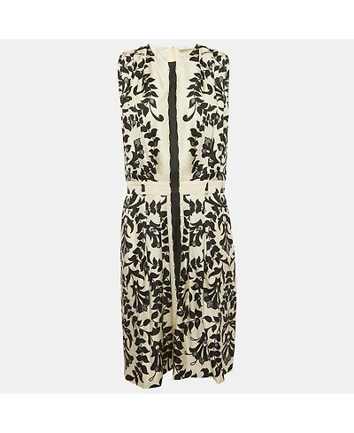 Pre-Owned Chloe Women's Black/white Printed Silk Sleeveless Knee-Length Dress