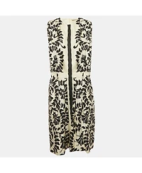 Pre-Owned Chloe Women's Black/white Printed Silk Sleeveless Knee-Length Dress