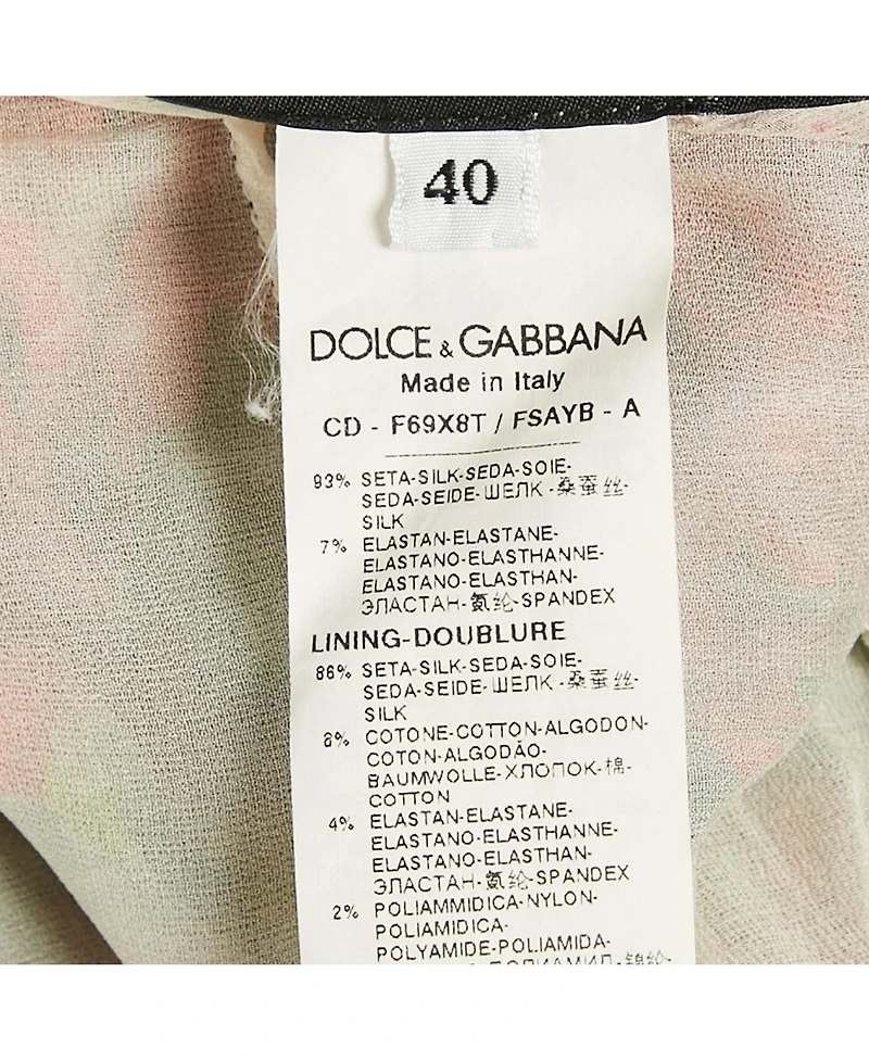 Pre-Owned Dolce & Gabbana Women's Red Geranium Print Silk Chiffon Ruched Dress