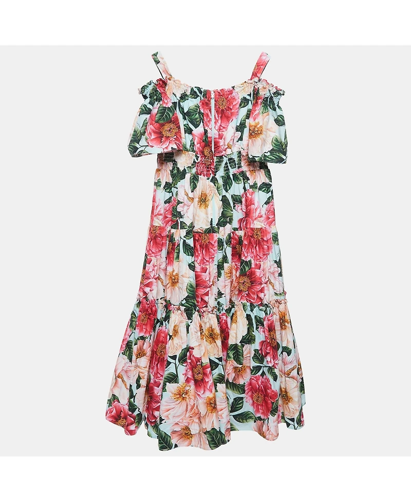 Pre-Owned Dolce & Gabbana Women's Blue/multicolor Floral Printed Cotton Poplin