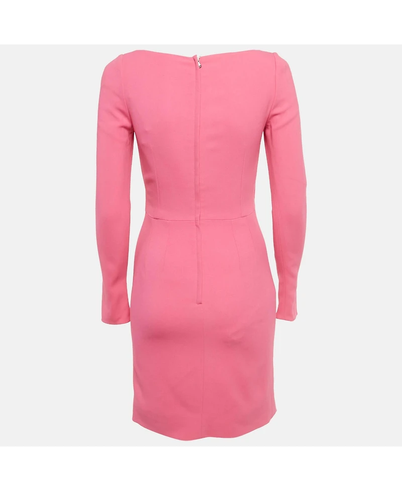 Pre-Owned Dolce & Gabbana Women's Pink Crepe Crossover Neck Mini Dress