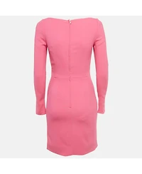 Pre-Owned Dolce & Gabbana Women's Pink Crepe Crossover Neck Mini Dress