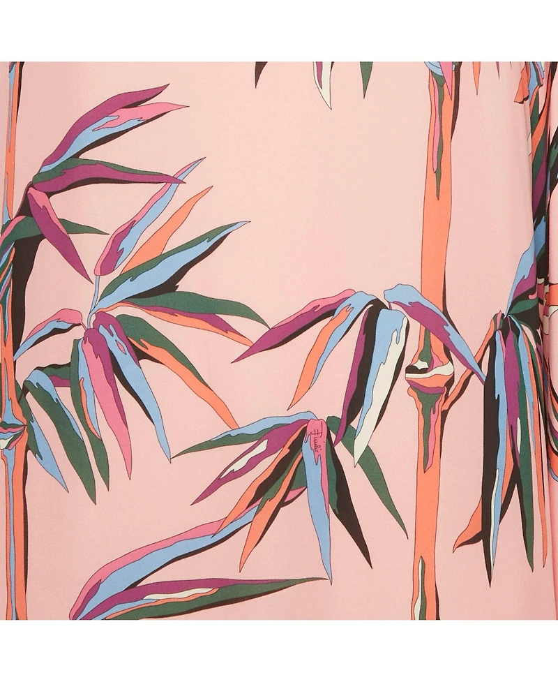 Pre-Owned Emilio Pucci Women's Pink Birds Of Paradise Print Silk Kaftan Short Dress