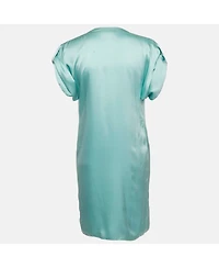 Pre-Owned Versace Women's Mint Green Satin V-Neck Short Dress