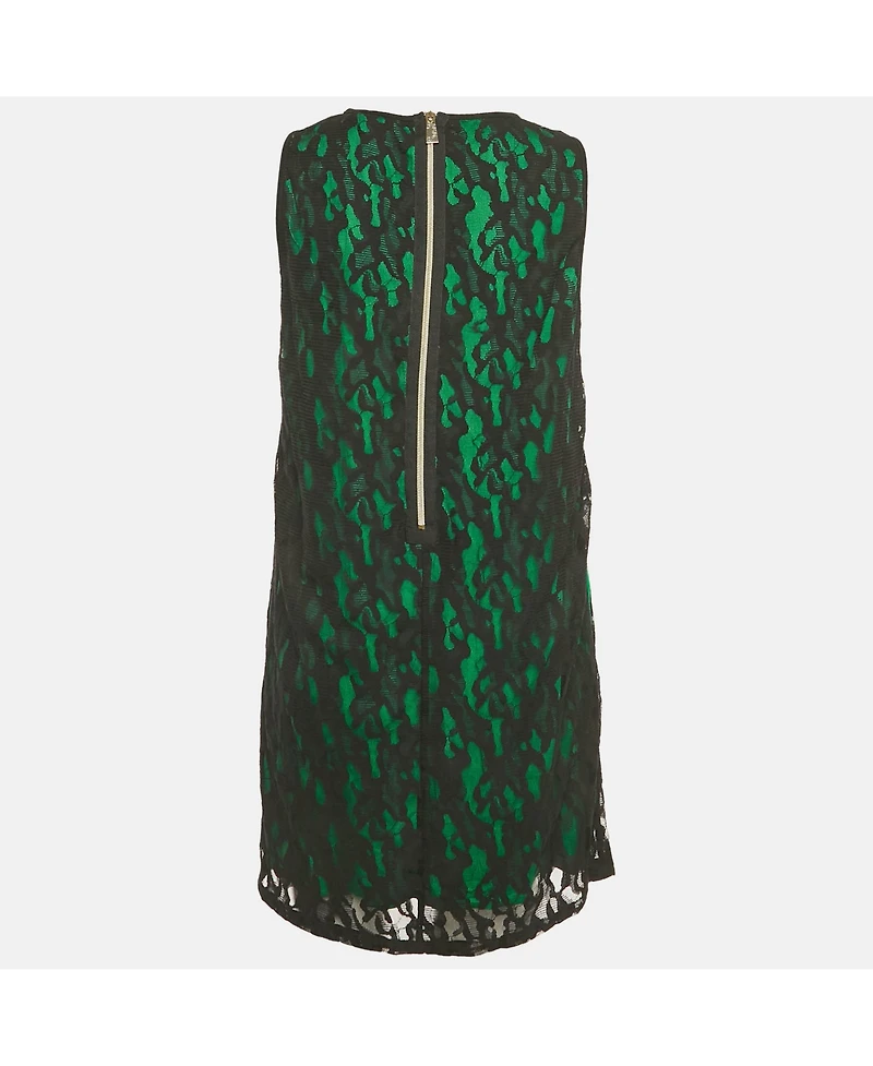 Pre-Owned Versace Women's Jeans Black/green Lace Overlay Sleeveless Mini Dress