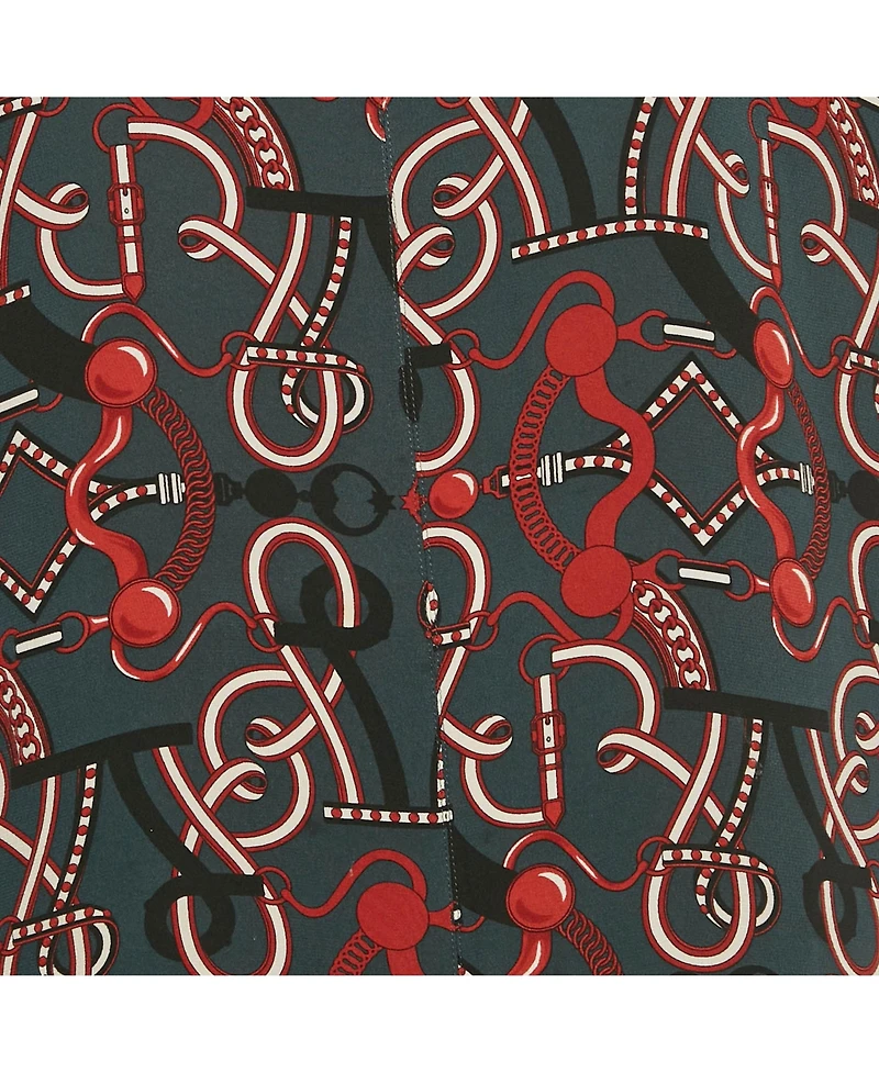 Pre-Owned Hermes Women's Grey Printed Silk Neck Tie Midi Dress