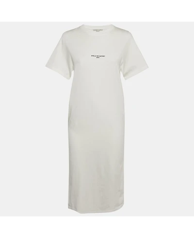 Pre-Owned Stella Mccartney Women's White Logo Print Cotton Knit T-Shirt Dress