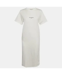 Pre-Owned Stella Mccartney Women's White Logo Print Cotton Knit T-Shirt Dress