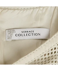 Pre-Owned Versace Women's Collection White Leather Sleeveless Mini Dress