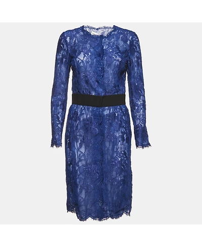 Pre-Owned Emilio Pucci Women's Black Lace Button Front Midi Dress