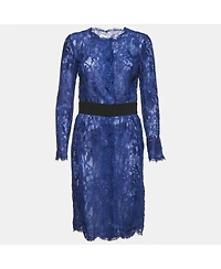 Pre-Owned Emilio Pucci Women's Black Lace Button Front Midi Dress