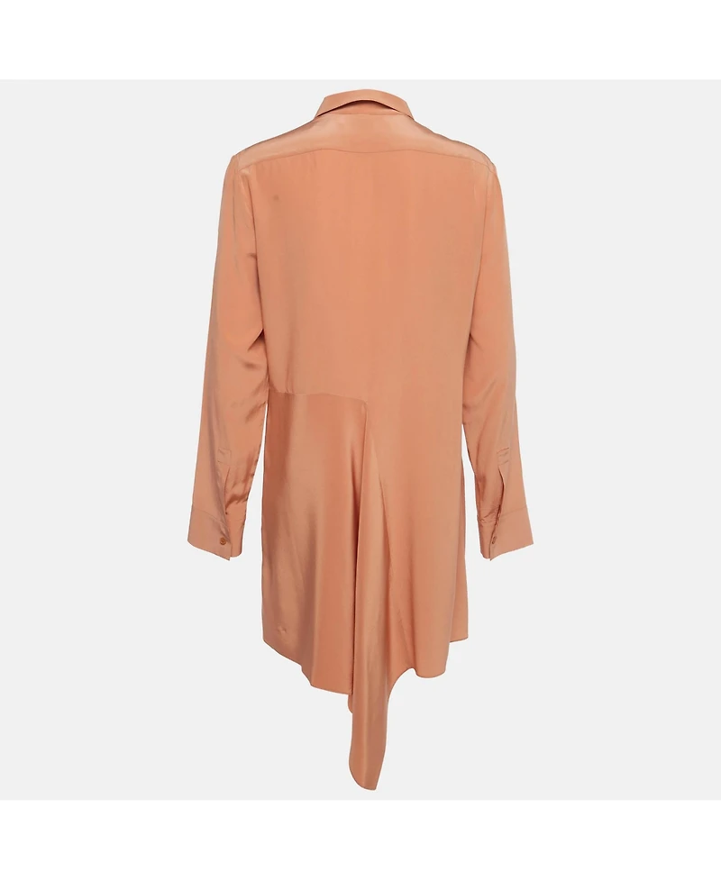 Pre-Owned Stella Mccartney Women's Peach/light Orange Silk Asymmetric Midi Dress