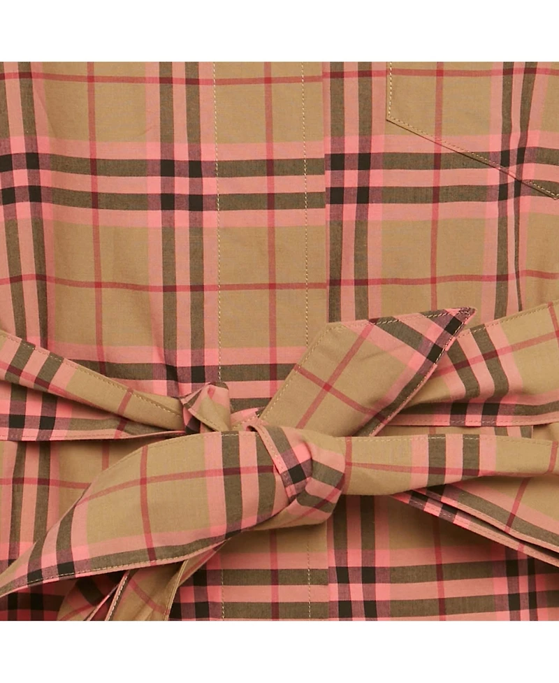 Pre-Owned Burberry Women's Beige /pink Checkered Print Cotton Short Shirt Dress