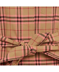Pre-Owned Burberry Women's Beige /pink Checkered Print Cotton Short Shirt Dress