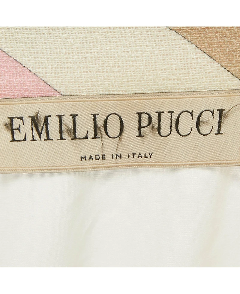 Pre-Owned Emilio Pucci Women's Multicolor Printed Cotton & Linen Frayed Mini Dress