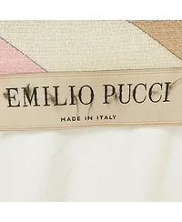 Pre-Owned Emilio Pucci Women's Multicolor Printed Cotton & Linen Frayed Mini Dress