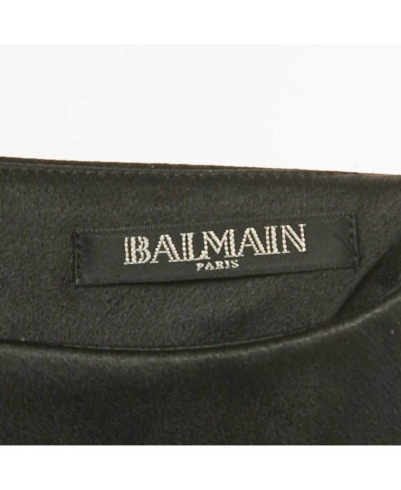 Pre-Owned Balmain Women's Black Crepe Button Detail One Shoulder Mini Dress