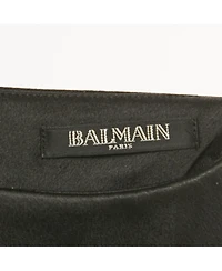 Pre-Owned Balmain Women's Black Crepe Button Detail One Shoulder Mini Dress
