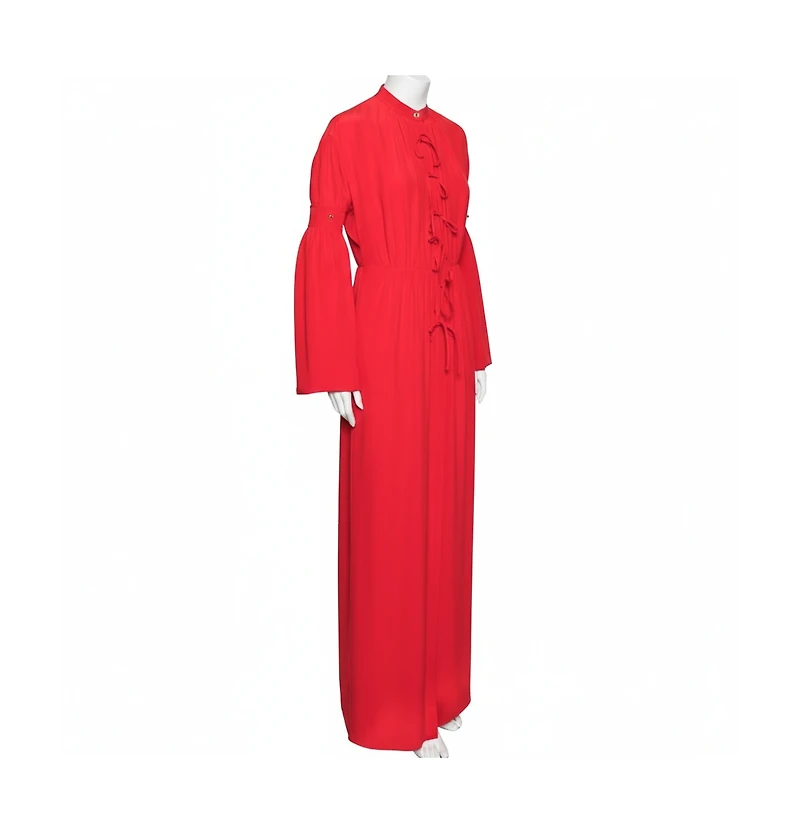 Pre-Owned Burberry Women's Red Silk Button Down Maxi Dress