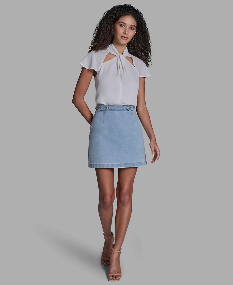 Bcbg Women's High Neck Short-Sleeve Top