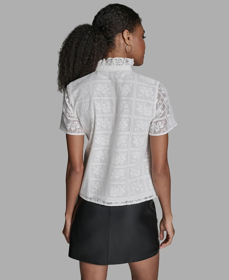 Bcbg Women's Short-Sleeve Ruffle Front Top