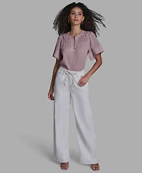 Bcbg Women's Short-Sleeve Smocked Top