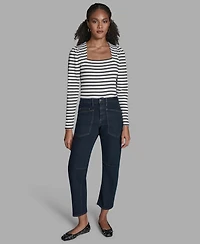 Bcbg Women's Seamed Barrel Mid-Rise Jeans