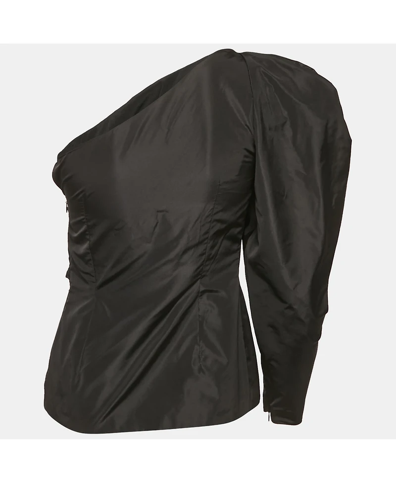 Pre-Owned Stella Mccartney Women's Black Silk Blend Bow Detail One Shoulder Top