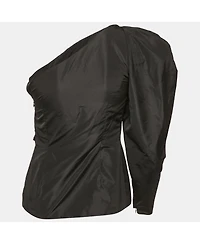 Pre-Owned Stella Mccartney Women's Black Silk Blend Bow Detail One Shoulder Top