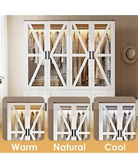 Homsee 6-door 2-drawer wardrobe with Led lights and clothes hanger