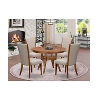 Luxe by East West Furniture 5 Piece Dining Table Set Contains 48" Round Table In Light Tan Color