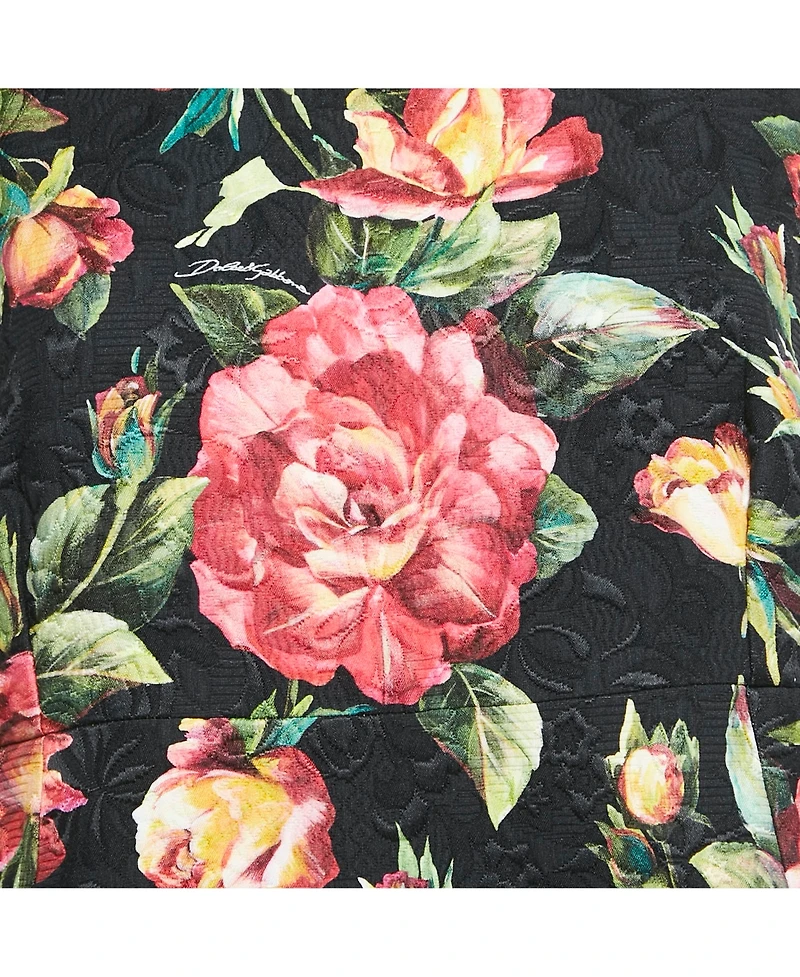 Pre-Owned Dolce & Gabbana Women's Black Floral Print Jacquard Cotton Blend Sleeveless Mini Dress