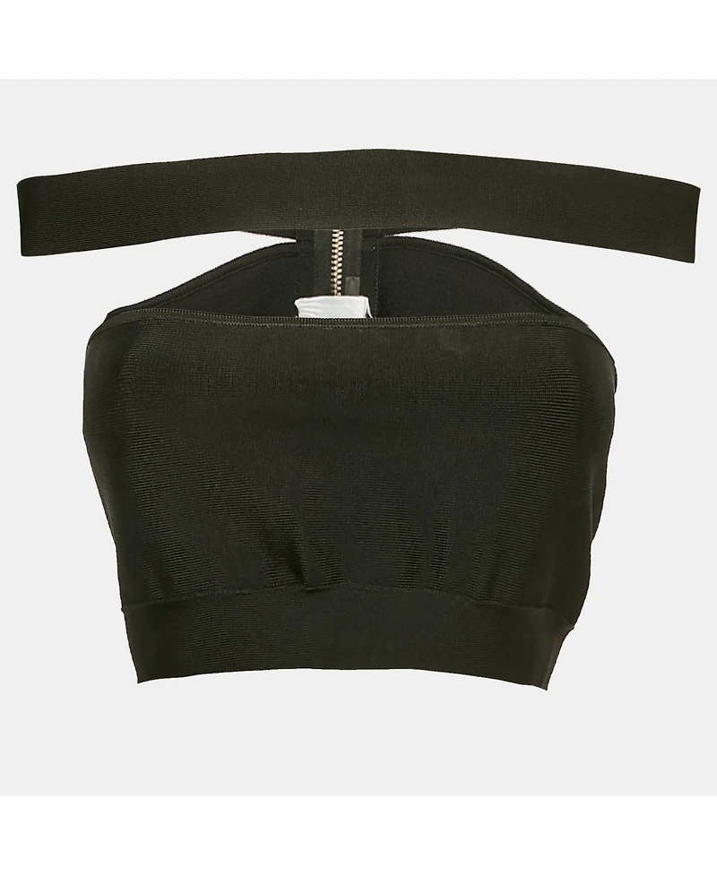 Pre-Owned Balmain Women's Black Jersey Corset Crop Top