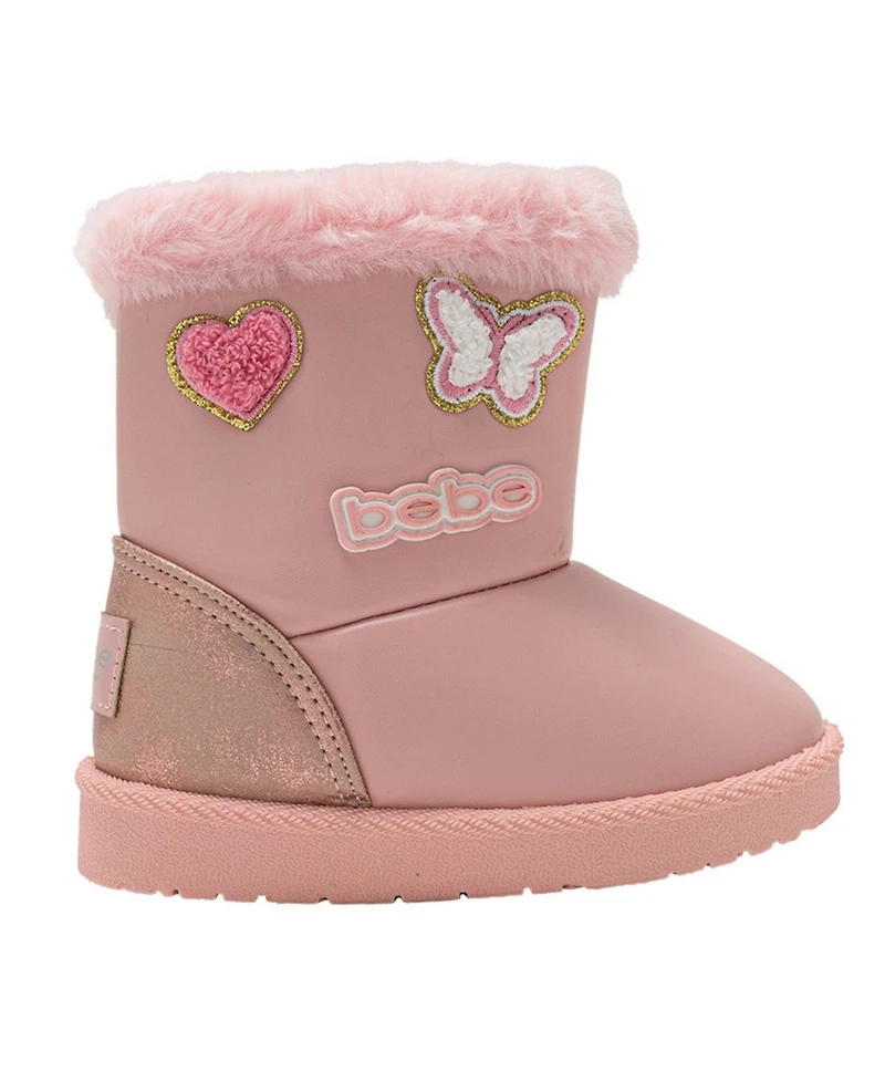 Bebe Girls' Toddler 5T-10T Embroidered Patches Winter Boots