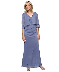 Sl Fashions Petite V-Neck Glitter Mock Jacket Dress